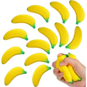 15 Pcs Banana Stress Toys Banana Stretchy Toys PU Relief Stress Balls Classroom Birthday Xmas Gifts Tiny Party Supplies for Relief Party Favors Bag Fillers(2.36 Inches)