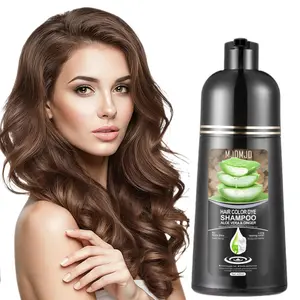 MJDMJD Light Brown Hair Dye Shampoo With Aloe Vera For Grey Hair,Instant 3 in 1 Hair Coloring in Minutes ,Plant Based,Cleansesand Conditions420ml
