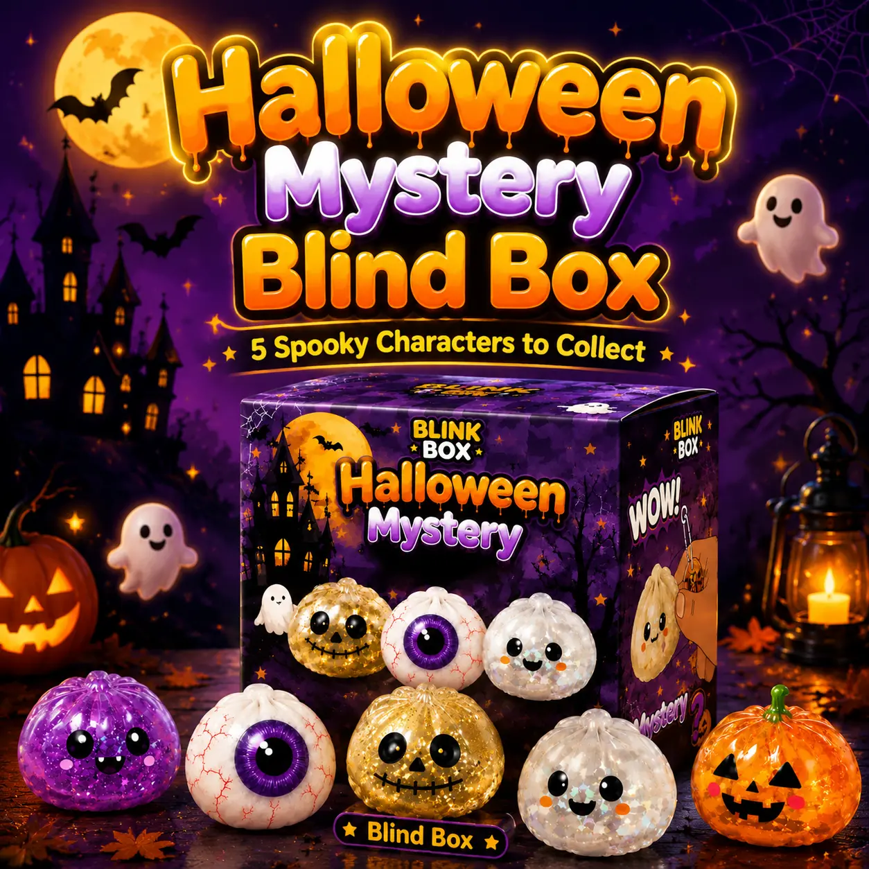 The Halloween Bao Pack - Spooky Dim Sum Squeeze Toys Set with Steamer, Creepy Cute Sensory Fidget Squishies for Adults & Teens, Halloween Basket Stuffers Party Favors, Stress Relief Toys,5 pcs
