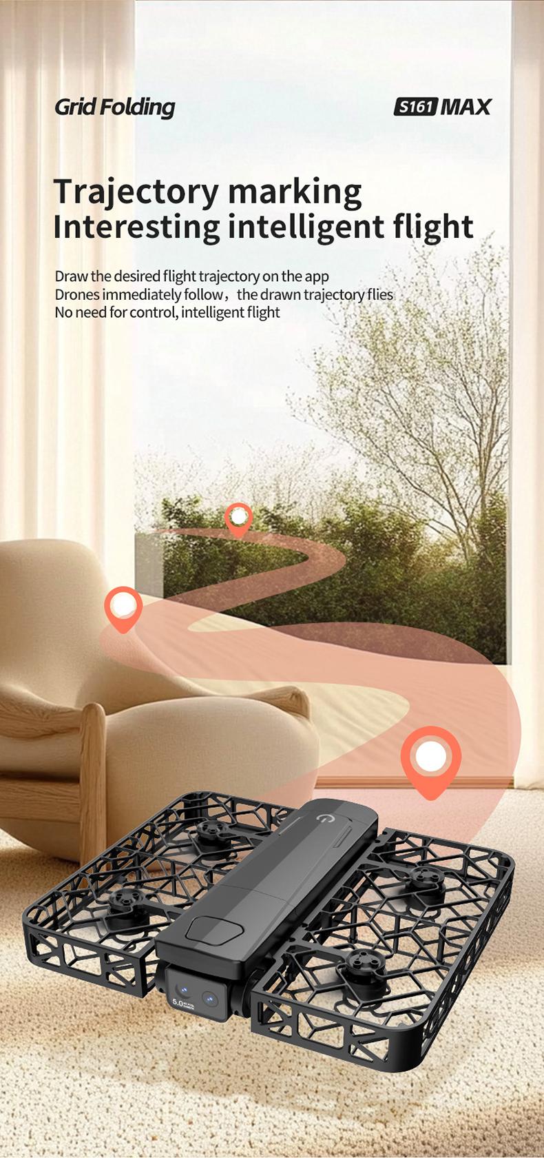 Folding Selfie Drone with HD Camera Gesture Control & Auto Follow Me Quadcopter for Adults Gesture Control, Waypoint Flight, Stunt Mode, 360° Protection, One-Key Operation foldable optical flow positioning obstacle avoidance