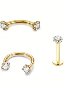 Women Stainless Steel Eyebrow Studs Ear Bone Piercings Set, Daily Wear & Gift Ideal, Durable Stylish Jewelry Accessories, Body Jewellery, Body Piercing Kit