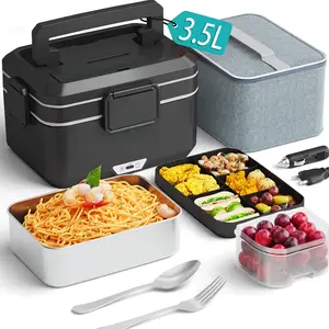 Nifogo Portable Electric Food Warmer, 3.5L Leakproof Lunch Box with Tableware & Bag, 110V/12V/24V for Car & Home, Compact Kitchenware