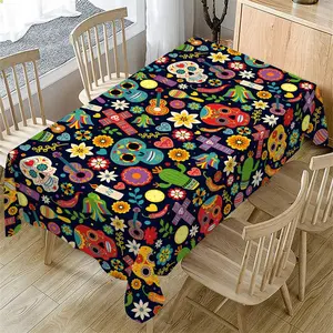 Mexican Themed Tablecloth, Rectangular Tablecloth, Table Decoration Supplies for Home Kitchen Dining Room Party Wedding