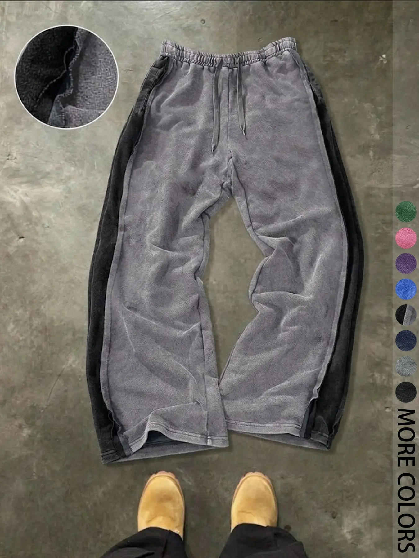 Men's Casual Loose Baggy Cotton Sweatpants, Street Style Elastic Waist Wide Leg Long Pants, Vintage Texture Fabric, Perfect for Daily Wear & Gifts