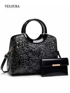 1pc Women’s Embossed Handbag Set with Wallet, Luxury Patent Leather Shoulder & Crossbody Bag, Large Capacity Floral Tote Purse for Work, Travel, Shopping, Party, Dating & Gift for Mom, Wife or Friends