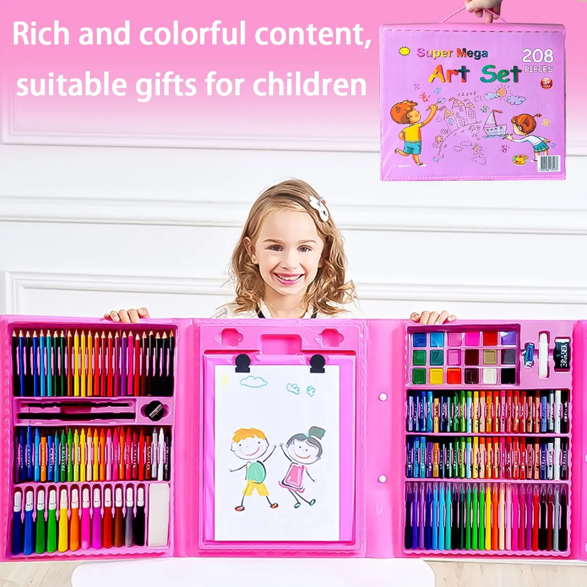 Teeny Baby 208pcs Super Large Art Set, Colorful Multipurpose Art Supplies for Kids, Perfect Gift for Children, Creative Art Kit for Kids, Coloring Supplies, Art Painting Supplies, Coloring Materials Set, Arts and Crafts Supplies
