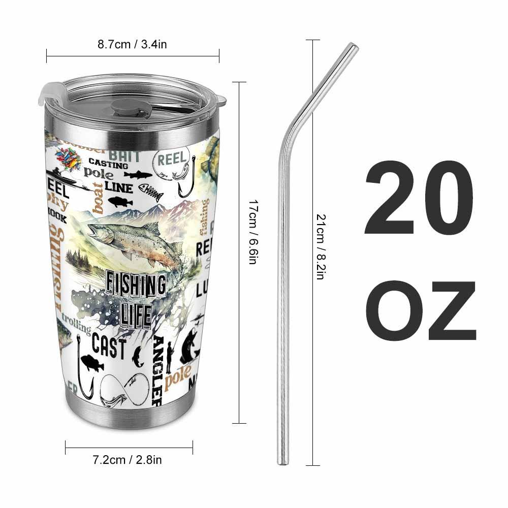 Fishing Themed Car Cup Tumbler (40oz/30oz/20oz) Bass Fish Angler Print Stainless Steel Insulated Travel Mug Outdoor Fishing Gear Boat Camping Father's Day Gift Outdoorsmen summerwins Summervibes, dealsforyou, midyearsale, restock, dealsforyoudays, DFYD