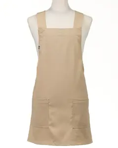 Oatmeal Linen Crossback Chore Apron Unisex Japanese Style Smock Breathable Baking Apron for Men and Women