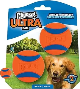 Super High Bounce Ultra Ball Dog Toy, lightweight, bouyant Medium (2.5 Inch Diameter) Pack of 2, for breeds 20-60 lbs Make Fetch Happen