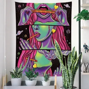 60in x 40in Trippy TapestryWeed Tapestry for Stoners Weed Decor Marijuana Cannabis Smoking Tapestries Hippie Hippy Wall Tapestries for Bedroom Trippy Room Decor Weed Accessories Gifts Poster