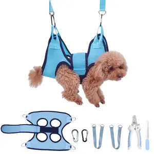 7pcs Dog Grooming Hammock Harness with Nail Clipper Trimmer, Multi-Use Pet Hammock System for Medium Dogs, Ideal for Grooming and Vet Visits
