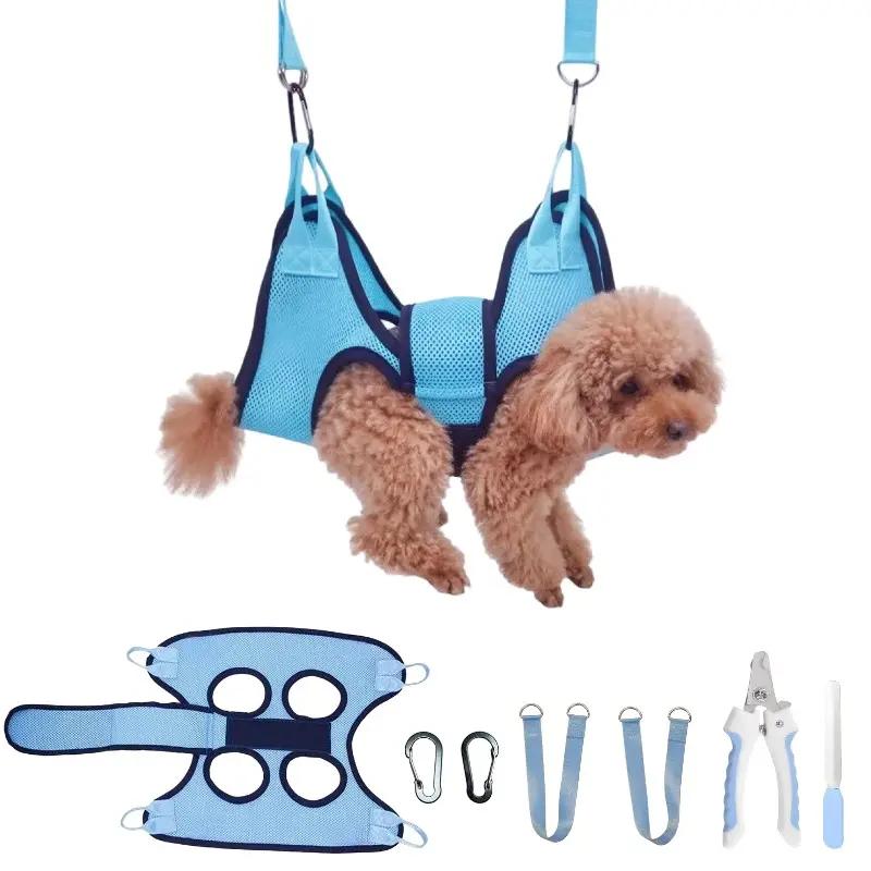 7pcs Dog Grooming Hammock Harness with Nail Clipper Trimmer, Multi-Use Pet Hammock System for Medium Dogs, Ideal for Grooming and Vet Visits