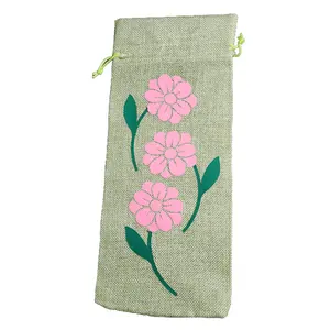 Floral Wine Gift Bag - Elegant Floral Design with Smooth Closure, Ideal for Gift Giving