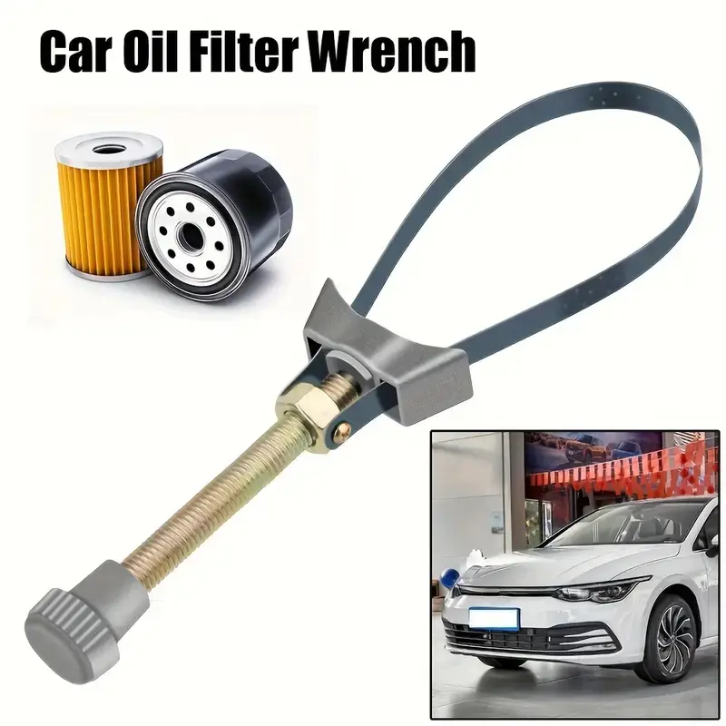Adjustable Ingot Steel Belt Wrench - Handheld Automotive Tool for Car Repair, DIY Maintenance, Oil Change & Filter Removal