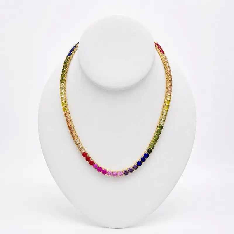 N180 Multicolor  Necklace- Gold Plated 14k
