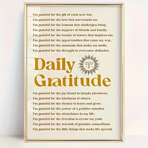 [UNFRAMED POSTER] Inspirational Affirmation Print - Daily Gratitude Wall Art Poster with Sun Boho Aesthetic, Positive Mindset Home Decor for Living Room, Bedroom, Office | Unframed Motivational Room Decoration, Inspirational Wall Decor