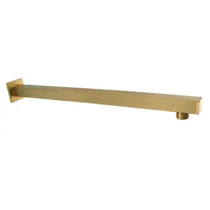 Kingston Brass  15.75 in. Claremont Square Rain Drop Shower Arm with Flange, Brushed Brass