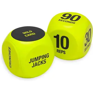 SPRI Exercise Dice (6-Sided) - Game for Group Fitness & Exercise Classes - Includes Push Ups, Squats, Lunges, Jumping Jacks, Crunches & Wildcard (Includes Carrying Bag)