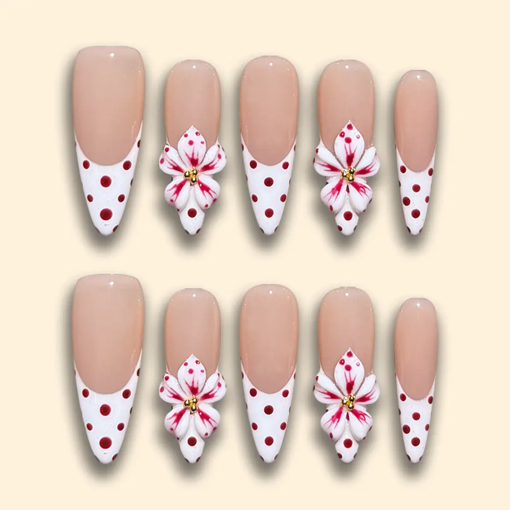 PRESSMEON Handmade Press-On Nails 10pcs | 3D Trendy Reusable Acrylic Nails Almond, Square, Stiletto Square Collection with Fashion Nail Art