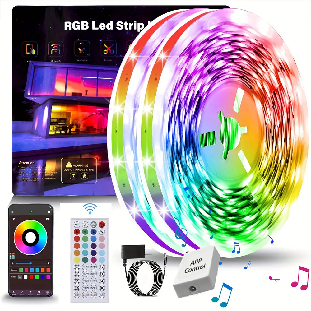 RGB LED Strip Lights, 16FT–98FT, Music Sync, Smart App & Remote Control, Color Changing Lights for Bedroom, Gaming Room, Christmas, Parties and Home Décor