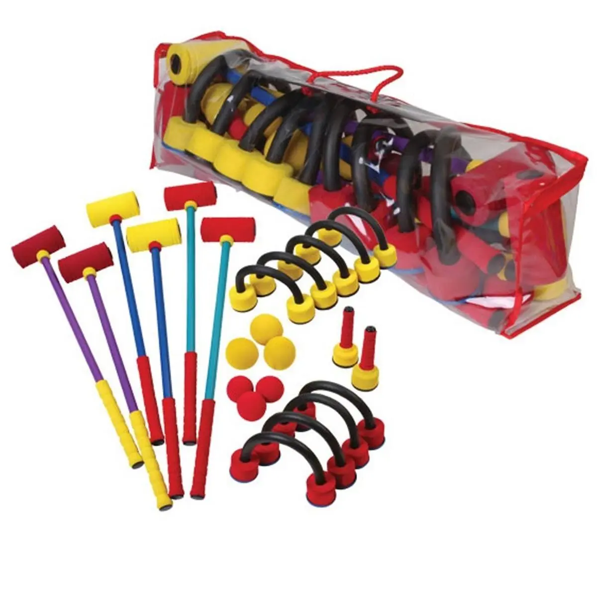 212 MAIN Multi-Color Foam Croquet Game Set with Weights, Upright Wickets, and Storage - Sports Collectibles Accessory for Collectible Game Enthusiasts