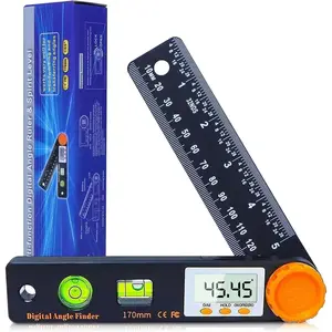 Digital Angle Finder Tool, 5 inch Pocket Protractor, 0-360 , LED Display with Horizontal Bubble Levels and Ruler Meter Accurate Tool for Woodworkers, Carpenters, Fabricators