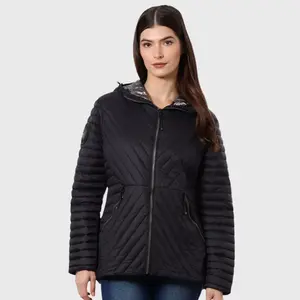 Canada Weather Gear Women’s Packable Lightweight Quilted Puffer Jacket with Thermafoil Lining - Black - Large