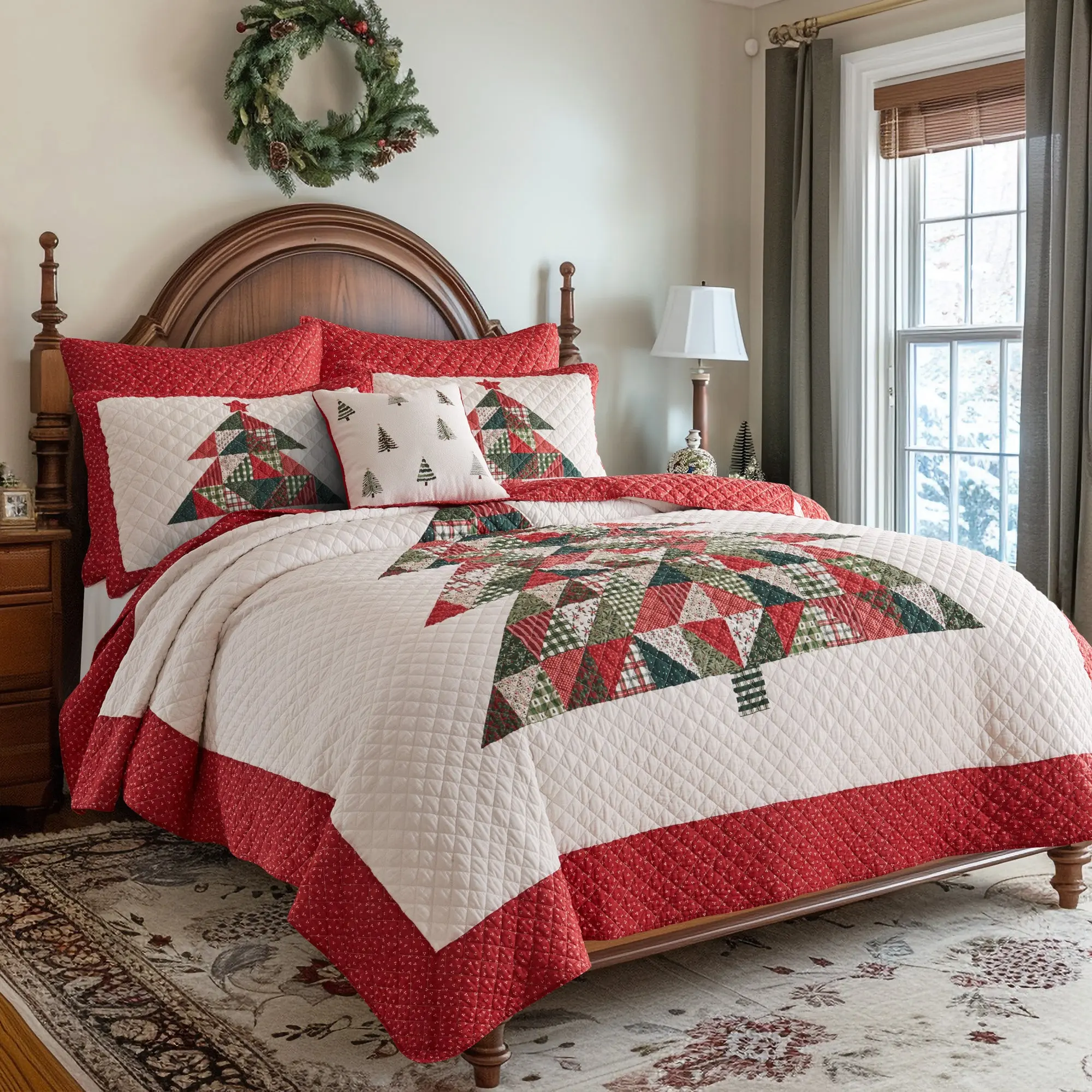 Levtex Home Patchwork Pine Quilt Set Bedding - Cotton Fabric Patchwork Bedspreads, Decorative Option for Bedroom Decor