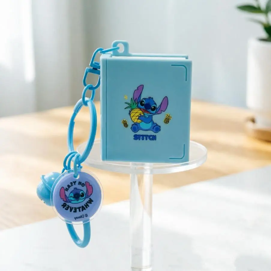 Disney Stitch Beach Theme Foldable Book-Shaped Plastic Keychain, Cute Animation Cartoon Kawaii Charm for Purse, Collectible Bag Accessory