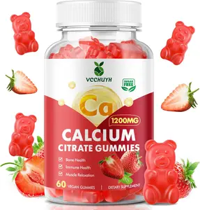 Calcium Citrate Gummies 1200mg, Chewable Calcium Supplements for Women & Men, Sugar Free Calcium Gummies for Bone, Muscle & Immune Support, Strawberry Flavor 60 Count