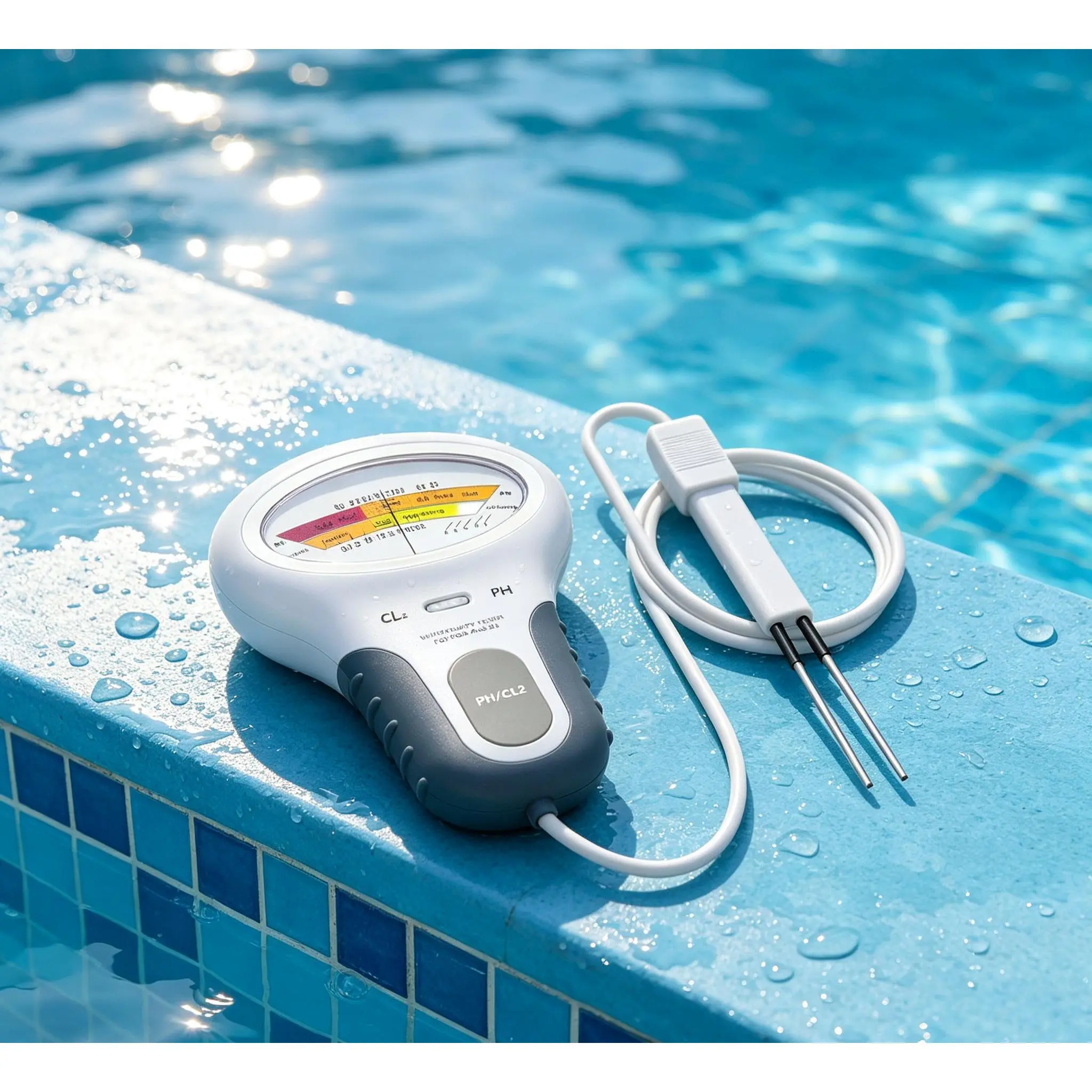 PC-102 Digital Water Quality Meter, Fast Testing pH & CL2 Levels for Swimming Pools, Hot Tubs and Spas, Simple One-Hand Operation for Daily Home Water Inspection