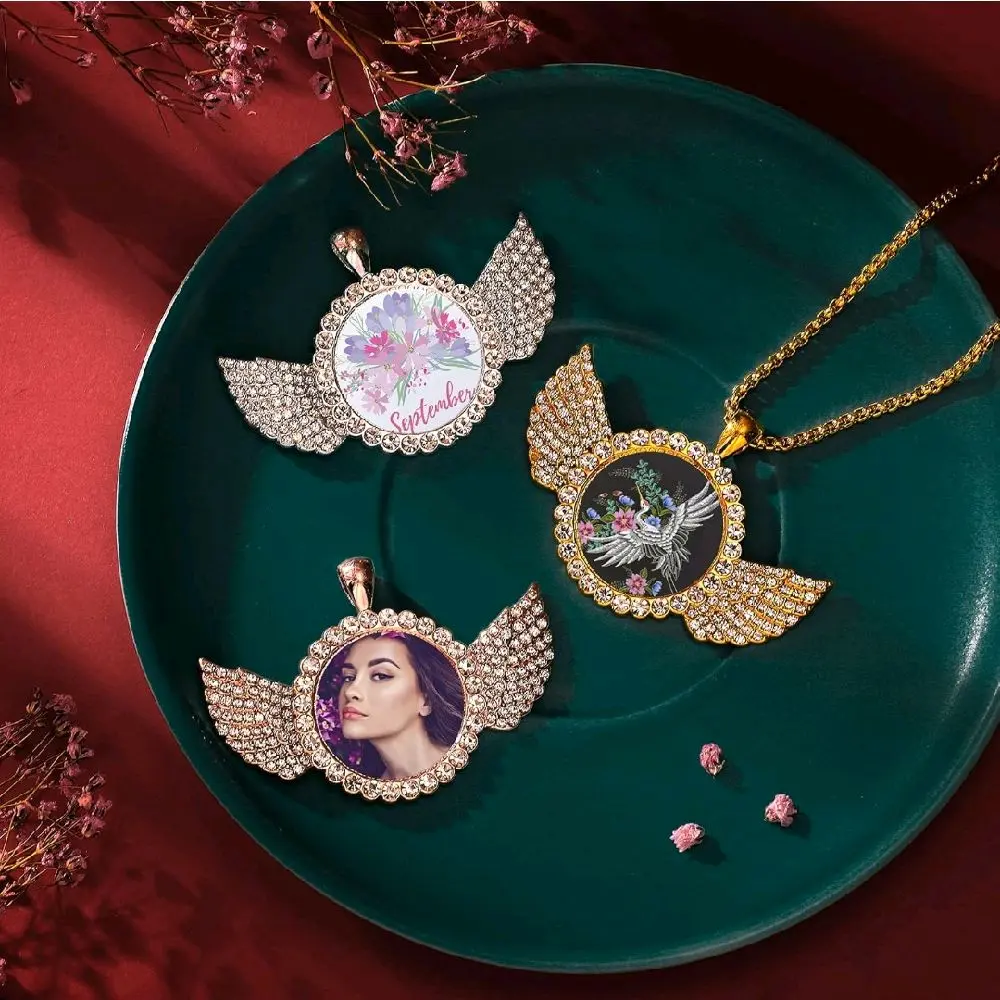 Personalized Angel Wings - Customizable Design with Unique Circular Elements and Decorative Metal Coating