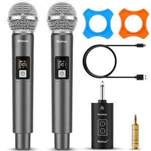 Bietrun WXM31-2 Wireless Microphone Dual Cordless Dynamic Handheld Wireless Mic for Singing,Karaoke Audio Bluetooth Lock Plug