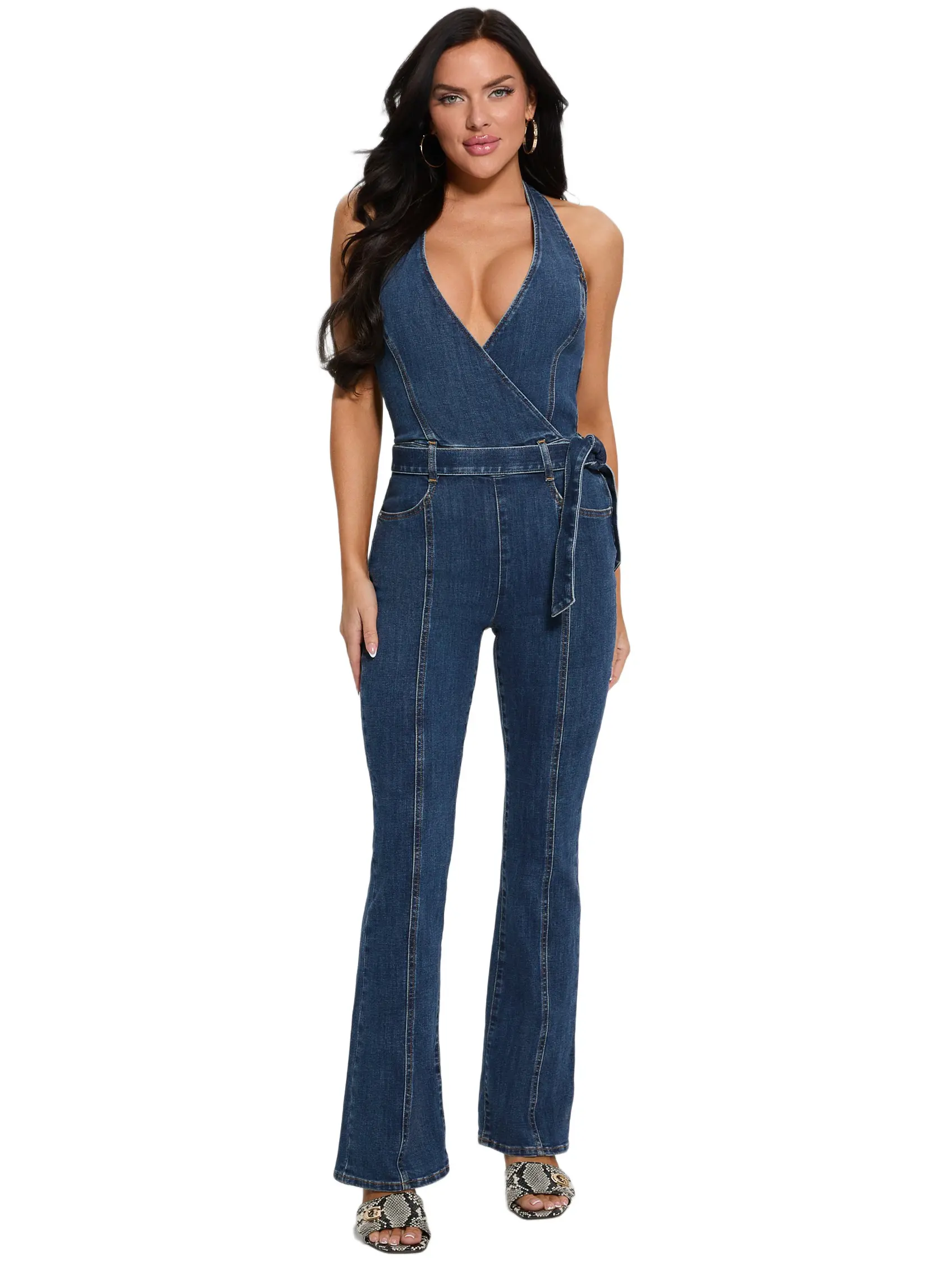 GUESS Female Eco Claire Denim Halter Jumpsuit
