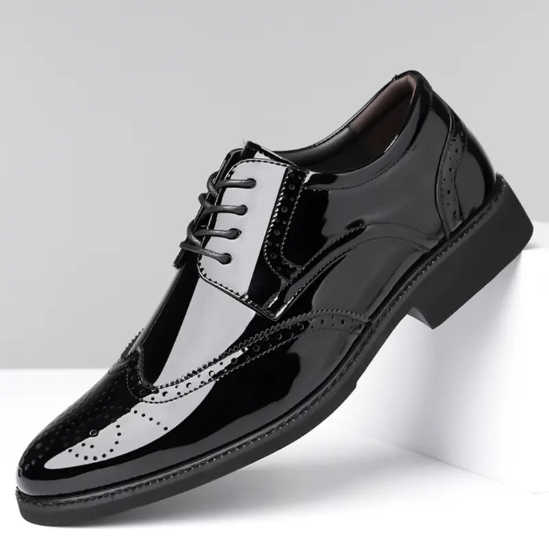 Men's High-End Business Leather Shoes, Tie-Up Carved Design Formal Wedding Shoes, Casual Work Party Meeting Wear, Business Style Shoes, Office Shoes, Formal Dress Shoes, Office Footwear