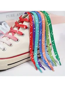 1 pair of shoelaces, gradient-colored shoelaces, splatter-print flat shoelaces, men's and women's casual and athletic shoelaces, basketball and canvas shoe laces, flat shoelaces