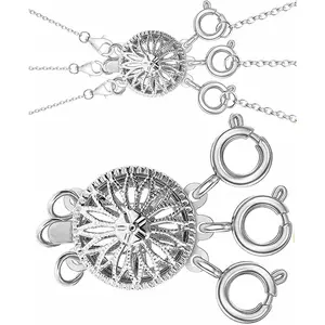 Necklace Layering Clasps Separator for Women 14k Gold & Silver Tangle Free Safety Jewelry Locking Clasp Converter Chain Extender (1 pcs Silver)