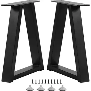 16 Inch Trapezoid Metal Table Legs Set of 2, Suitable for Bench Coffee Table DIY Furniture, Including Screws and Adjustable Feet Pads, Size 16 Inch x 10.8 Inch