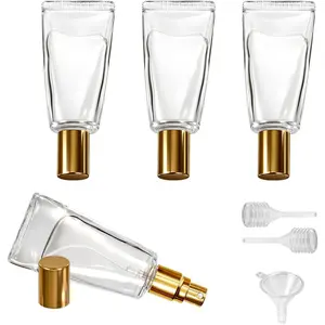 4 count 10ML Glass Perfume Bottle Set, Tube-Shaped Portable Perfume Bottles Refillable With Dispenser Tools, Empty Atomizer Pocket  Bottle for Cologne Dispenser, Travel and Sample Container