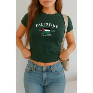 Palestine Baby Tee, Filistin Y2K Crop Top, Vintage Gaza Flag Shirt, Middle Eastern Aesthetic Tee, Palestinian Pride T-Shirt for Women