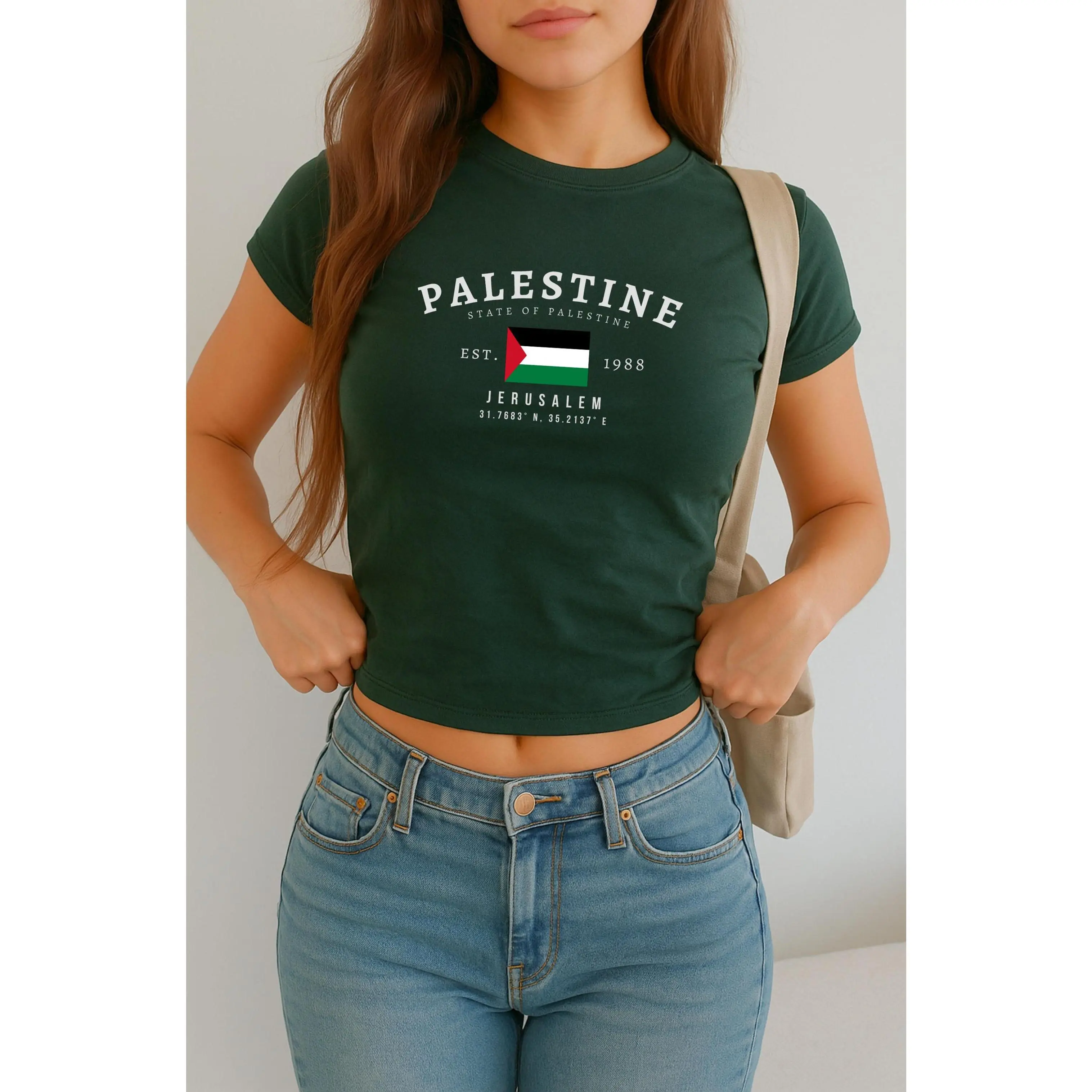 Palestine Baby Tee, Filistin Y2K Crop Top, Vintage Gaza Flag Shirt, Middle Eastern Aesthetic Tee, Palestinian Pride T-Shirt for Women