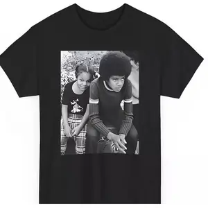 Young Michael Jackson & Janet Shirt, 90S 80S Pop King Shirt, spiderman lense Casual Crewneck Menswear Embroidered Fitted Graphic Outdoor Short Sleeves
