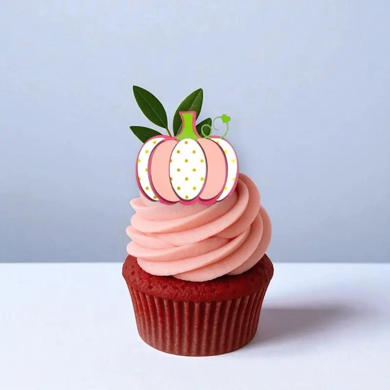 Polka Dot Pumpkin Cupcake toppers - Pumpkin Baby Shower Decor - High-Quality