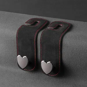 2pcs Heart-Shaped Car Seat Headrest Hooks, Backseat Hanging Organizer, Creative Organizers for Handbags & Purses, Essential Car Interior Accessory for Coats