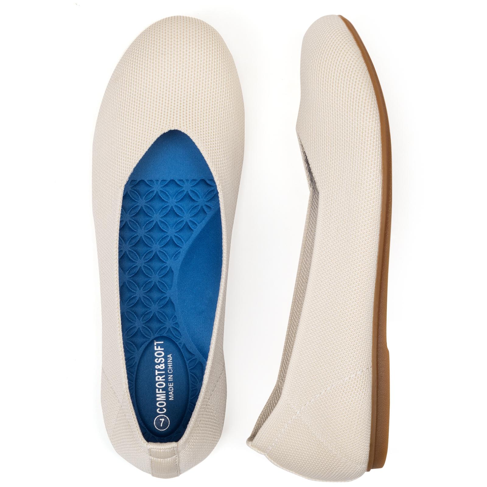 Flatgios Women's Ballet Flats Knitted Round Toe Flat Women's Walking Shoes Comfortable Casual Shoes Cream-8 Flatgios Women's Ballet Flats Knitted Round Toe Flat Women's Walking Shoes Comfortable Casual Shoes Cream-8