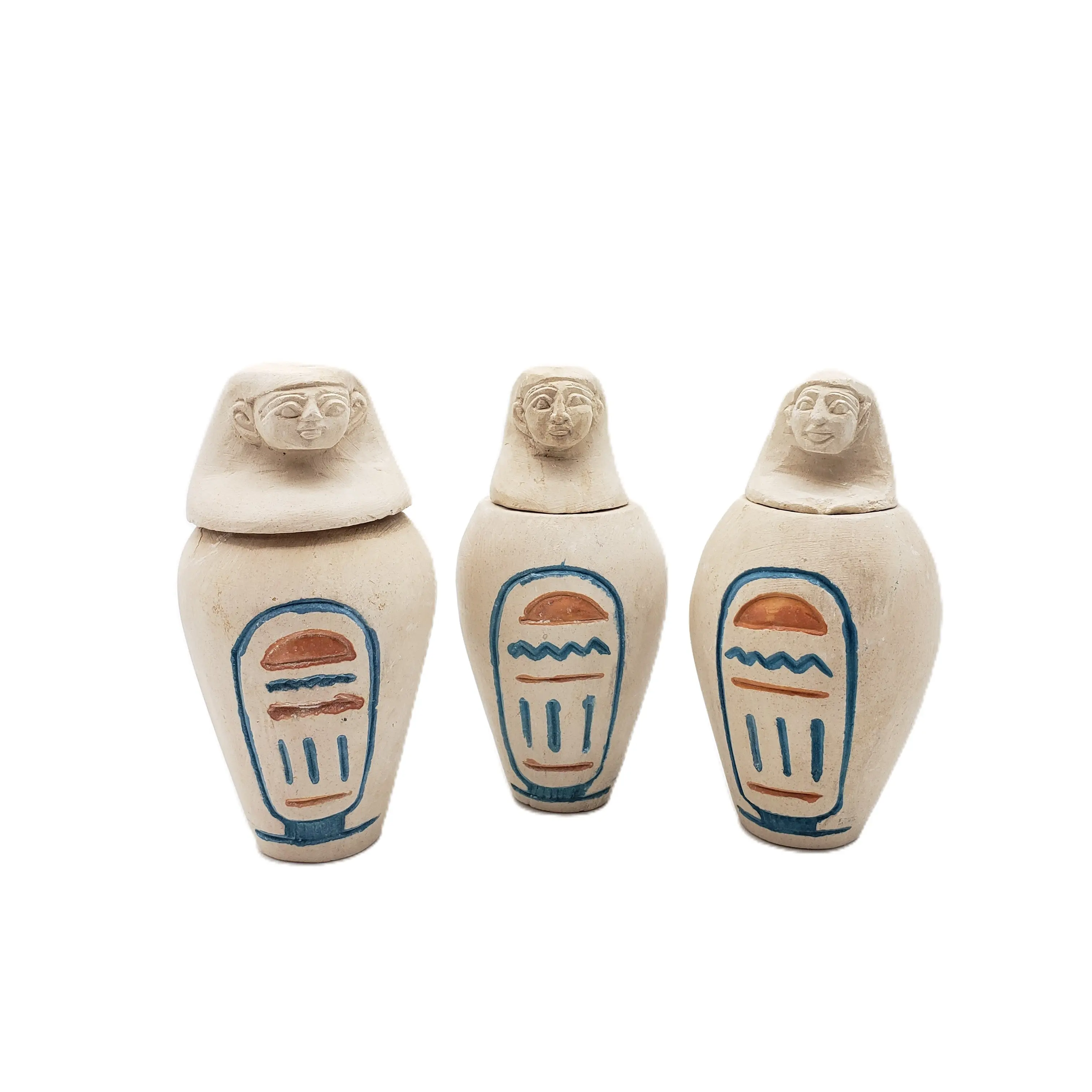 Egyptian Canopic Jar Hand-Carved Stone - Made in Egypt