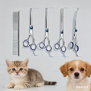 Pet Grooming Scissors Set for Dogs & Cats, Stainless Steel Material #PetGroomingTools #DogCatGrooming #PetHairTrimming