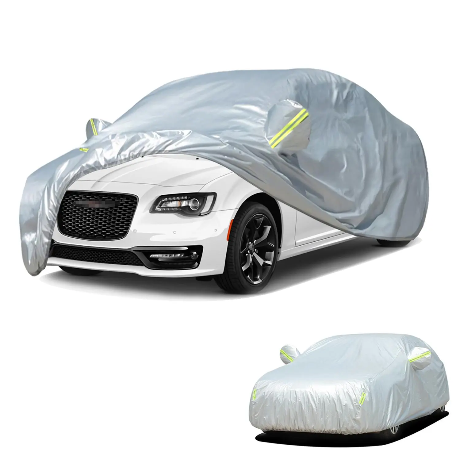 Car Cover, Car Sunshade Cover, Sun Protect Heat Insulation Dustproof Scratch Prevention Full Body Cover with Reflective Warning Strip, Suitable for Chrysler 300 2005-2023 Car Covers For Automobiles