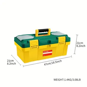 OUDISI 20in Reinforced Plastic Toolbox with Lock, Detachable Shelves, Waterproof & Shockproof Design for Automotive Mechanics, Garage Workshops