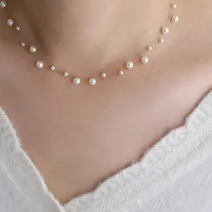 Stainless Steel Temperament Pearl Chain Choker Necklace for Women Waterproof Collar Jewelry Bijoux Gift